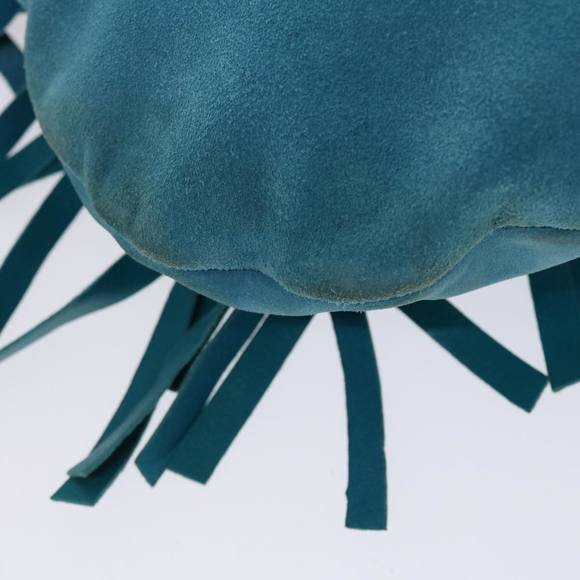 SAINT LAURENT Chain Fringe Shoulder Bag Suede Leather Blue Auth yk7582 - Picture 16 of 16